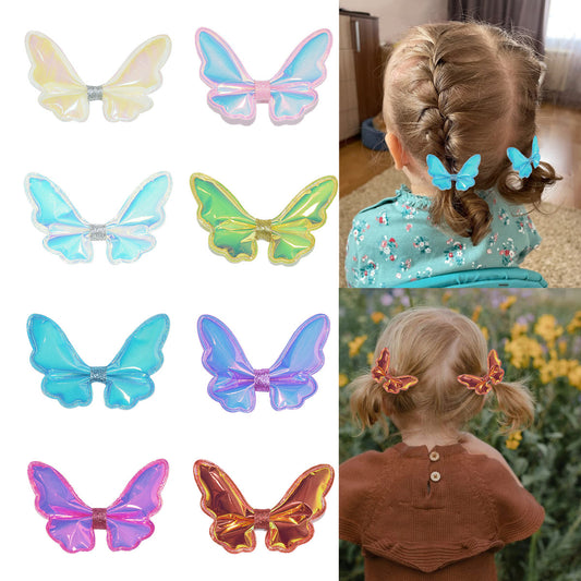 Kids Girls Cute Gradient Color Laser Butterfly Hairpin