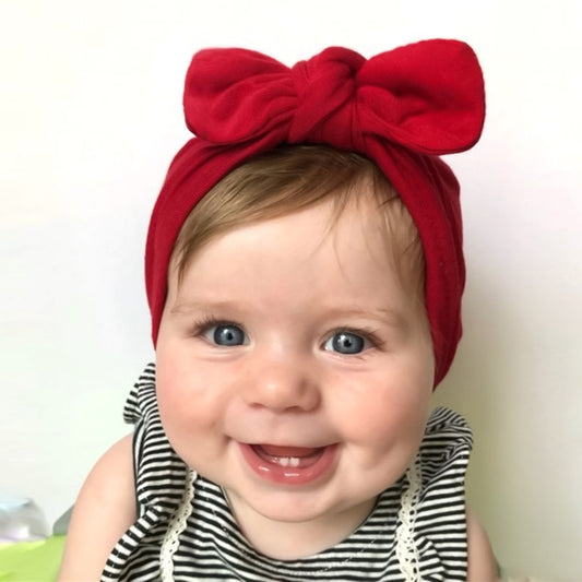 Newborn Cute Solid Color Bow Turban Cap