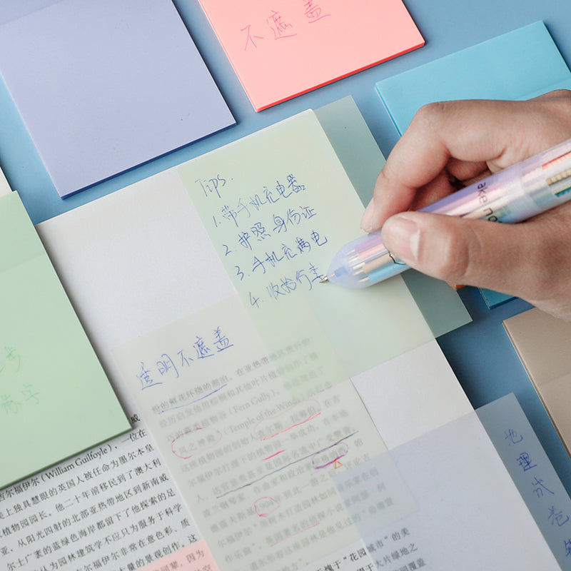Transparent Sticky Note Pads Waterproof Self-Adhesive Memo Notepad Stationery