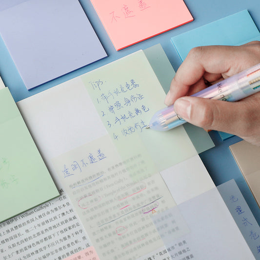 Transparent Sticky Note Pads Waterproof Self-Adhesive Memo Notepad Stationery