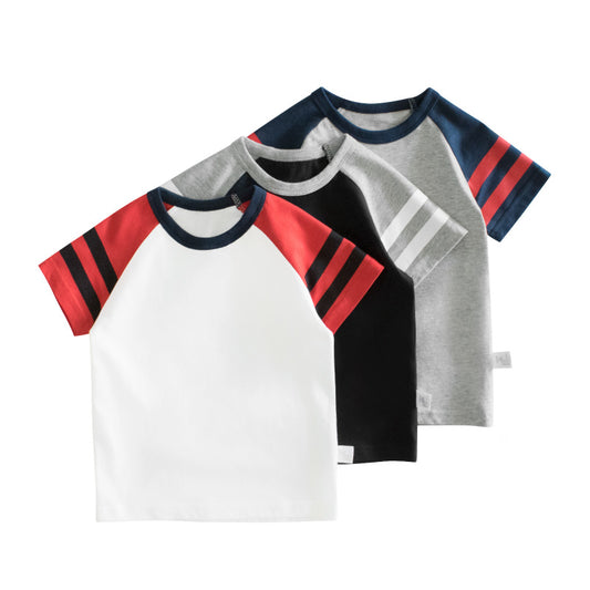 Children Kids Toddlers Fashion Boys Patchwork Short Sleeve T-Shirt