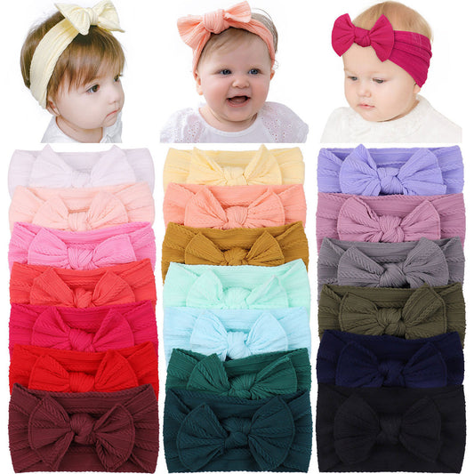 Baby Fashion Solid Color Bow Stretch Hair Band