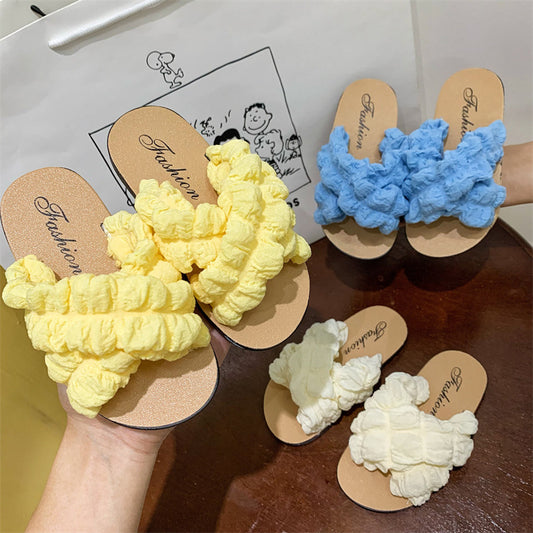 Girls' Fashion Cross-Strap Soft Bottom Anti-Slip Slippers