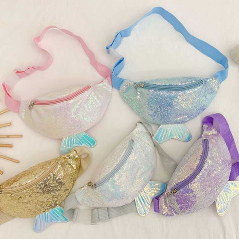 Kids Casual Cute Cartoon Sequins Waist Chest Bag