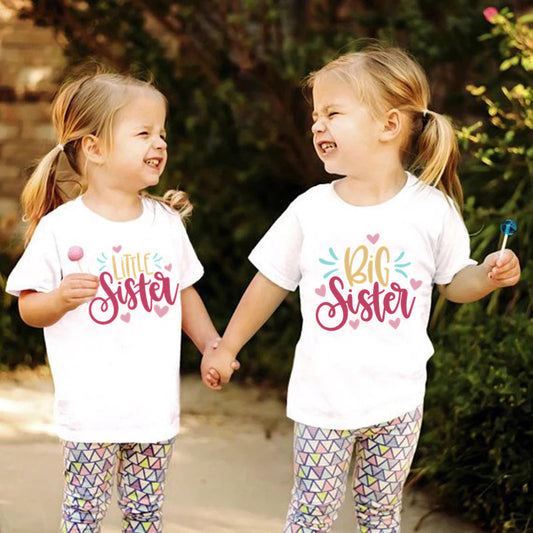 Kids Girls Casual Letter Pattern Round Neck Short Sleeve Basic T-shirt