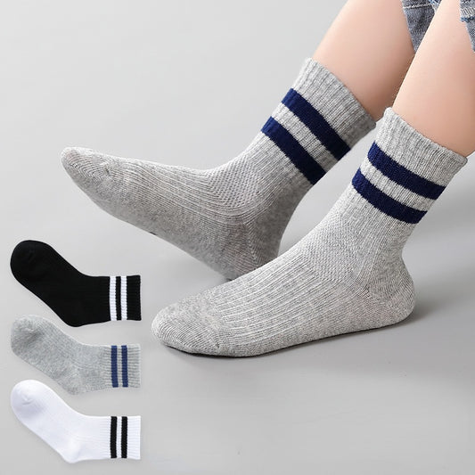 5pairs/set Kids Simple Striped Comfortable Breathable Socks