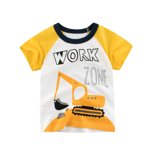 Children Casual Boys Cartoon Printed Short-Sleeved T-Shirt
