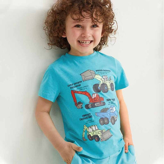Kids Toddler Boys Casual Cartoon Print Short Sleeve Round Neck T-Shirt