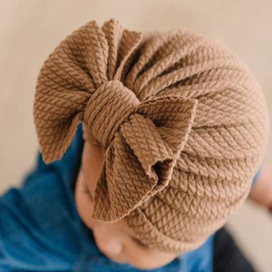 Newborn Cute Solid Color Bow Turban Cap