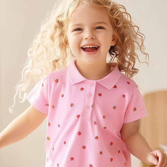 Kids Toddler Girls Casual Cute Short Sleeve Lapel POLO Shirt