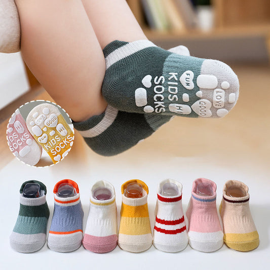 5 Pairs/Lot Non-Slip Rubber Ankle Baby Cotton Socks