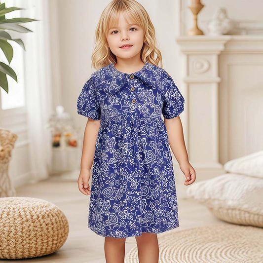 Kids Toddler Girls Casual Cute Floral Short Sleeve Dress
