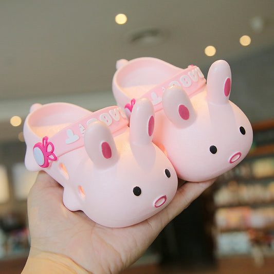 Kids Fashion Cartoon Little White Soft Bottom Non-Slip Toe Slippers