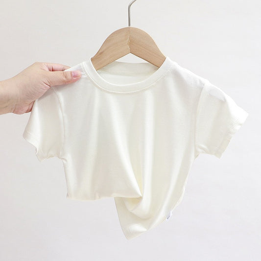 Kids Casual Roun Neck Short Sleeve Loose Basic T-shirt