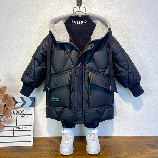 Winter Teen Kid Casual Warm Hooded Coat
