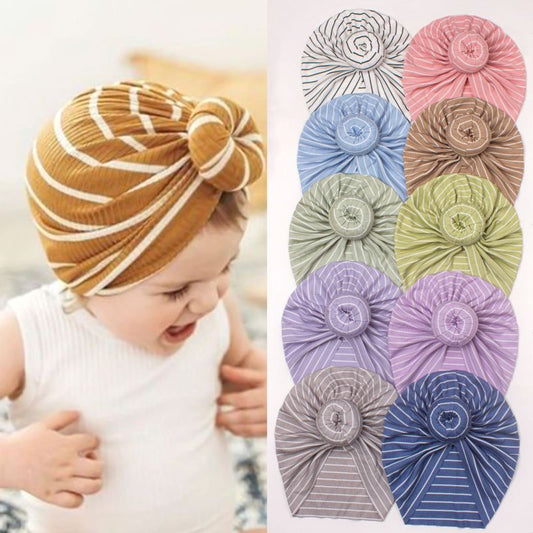 Toddlers Newborn Baby Stripe Knot Cap