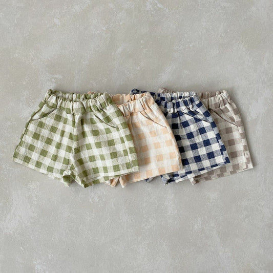 Kids Casual Plaid Elastic Waist Loose Shorts