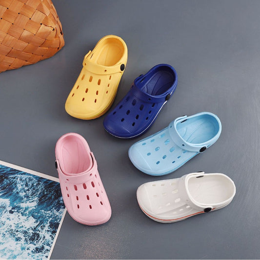 Children'S Fashion Cute Solid Color Non-Slip Waterproof Breathable Hole Shoes