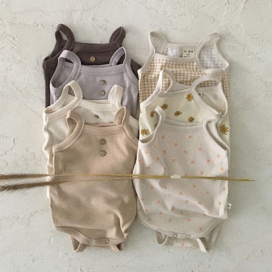 Unisex Baby Summer 3-6 Months Solid Color Floral Romper