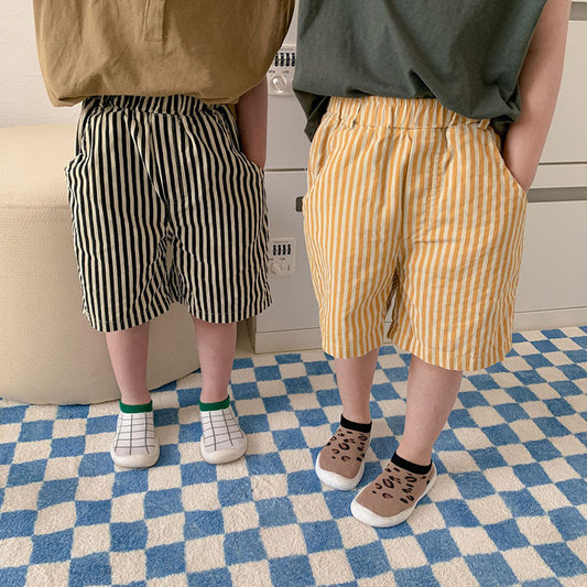 Kids Casual Stripe Elastic Loose Shorts