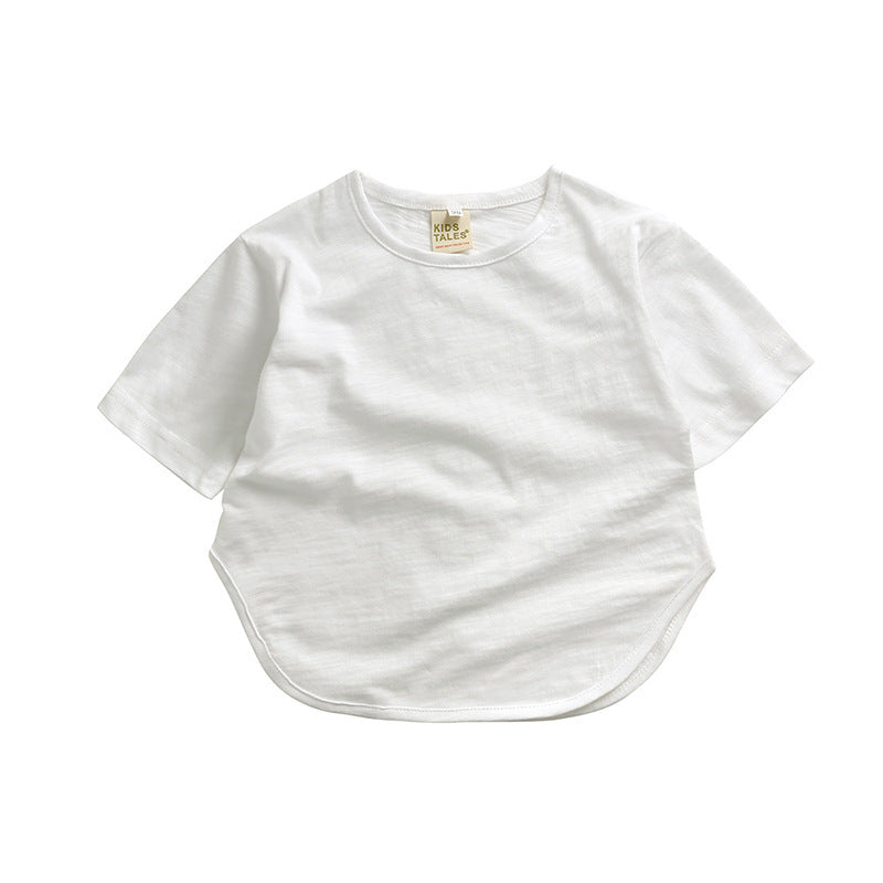 Children Kids Toddlers Girls Boys Boys Short Sleeve Solid Color T-Shirt