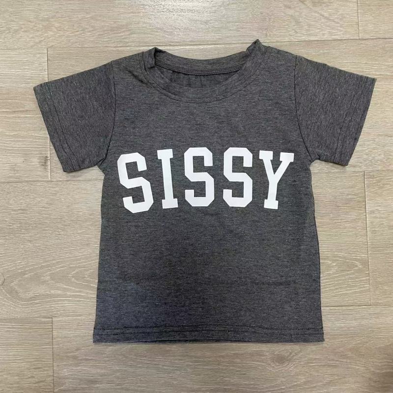 Kids Casual Round Neck Letter Print Pullover Short-Sleeved Top