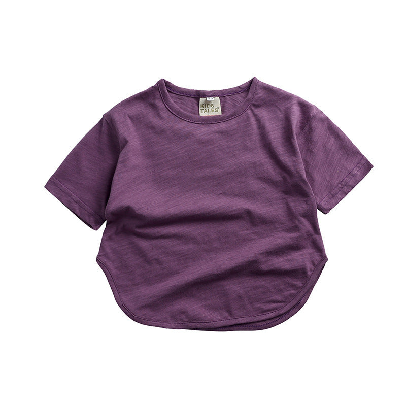 Children Kids Toddlers Girls Boys Boys Short Sleeve Solid Color T-Shirt