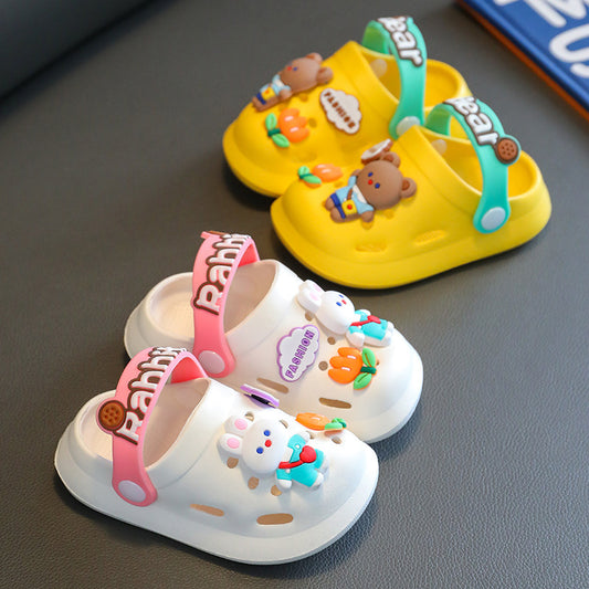 Children Kids Baby Fashion Girls Boys Cartoon Rabbit Bear Soft Sole Casual Clogs Slippers Shoes