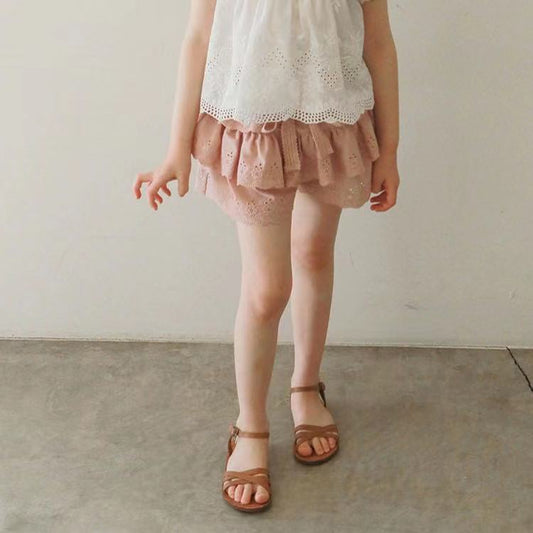 Children Kids Baby Fashion Girls Ruffle Sleeve Solid Color Shorts