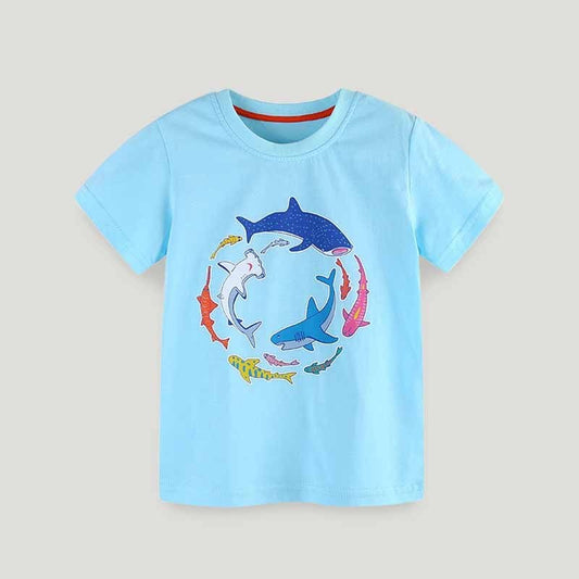 Kids Toddler Boys Casual Cute Cartoon Print Short Sleeve Round Neck T-Shirt
