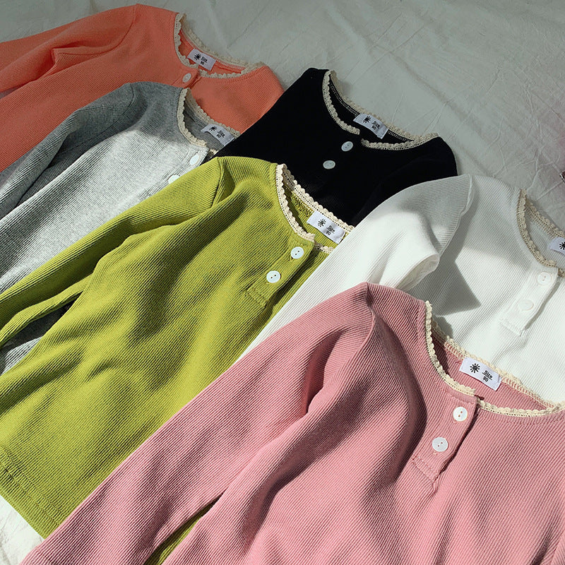 Children Kids Toddlers Girls Lace Long-Sleeved T-Shirt