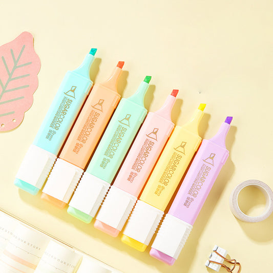 6 Macaroon Highlighter Large Capacity Marking Pen 6pcs-Set