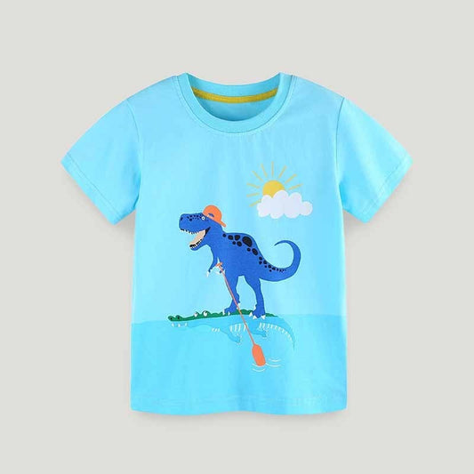 Kids Toddler Boys Casual Cute Cartoon Print Short Sleeve Round Neck T-Shirt
