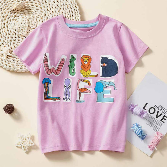 Kids Toddler Boys Girls Casual Cute Cartoon Animal Print Short Sleeve T-Shirt