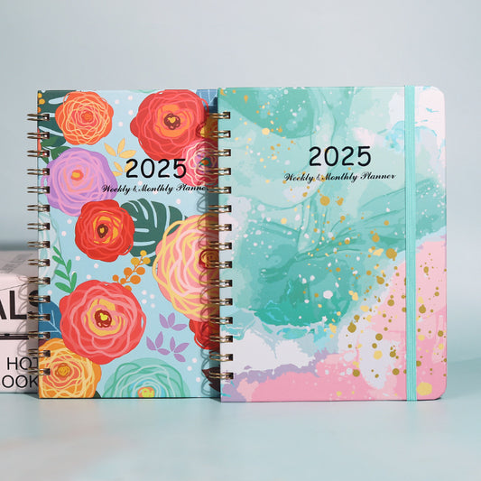 2025 Flower Graffiti English Plan Coil A5 Notebook