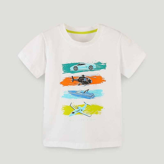 Kids Toddler Boys Casual Cute Cartoon Car Print Short Sleeve Round Neck T-Shirt