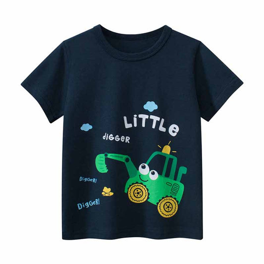 Kids Toddler Boys Casual Cute Cartoon Car Print Short Sleeve Round Neck T-Shirt