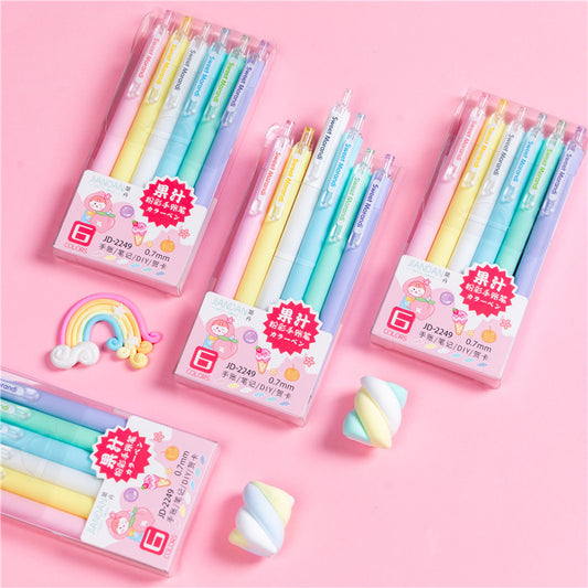 6pcs/set Student Stationery Morandi Macaron Color Diy Greeting Card Multicolor Pen