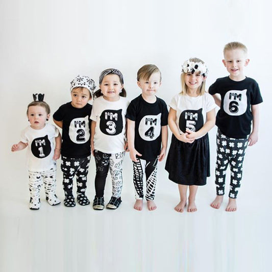 Kids Toddler Boys Girls Casual Cute Letter Round Neck Short Sleeve T-Shirt