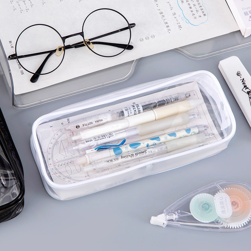 Simple Transparent Large Capacity Pencil Bag Cosmetic Bag