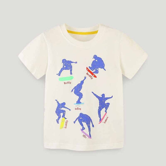 Kids Toddler Boys Casual Cute Cartoon Print Short Sleeve Round Neck T-Shirt