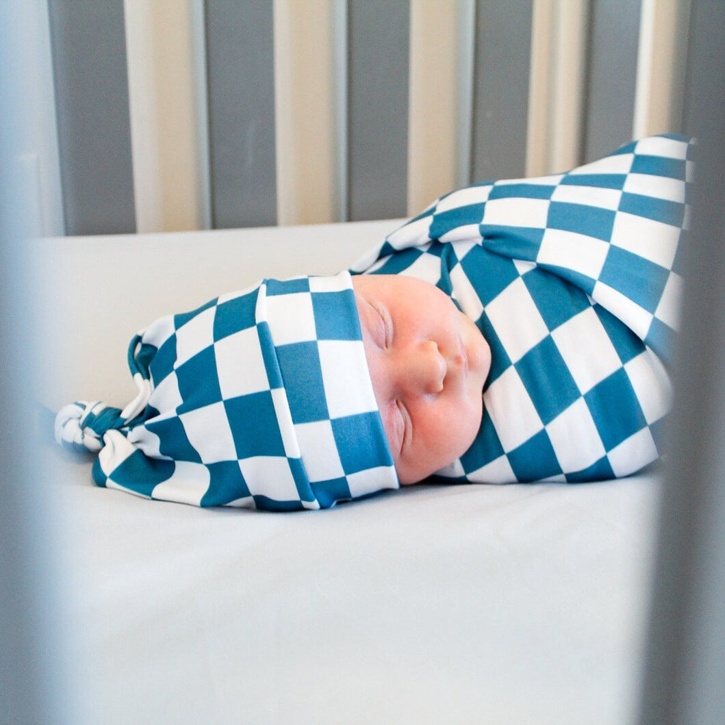 Three-Piece Newborn Wrap Towel Classic Plaid Printed Swaddle