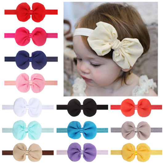 Baby Basic Solid Clor Bow Decor Headband