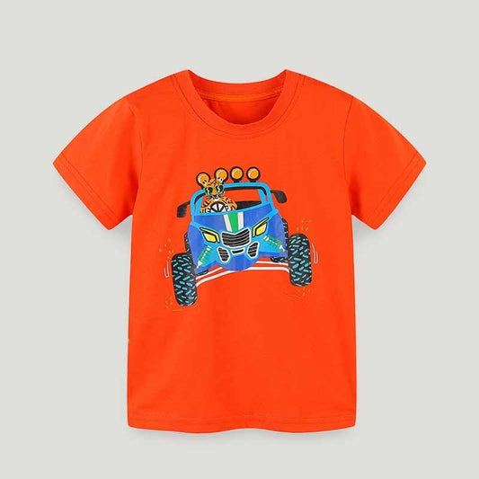 Kids Toddler Boys Casual Cute Cartoon Print Short Sleeve Round Neck T-Shirt