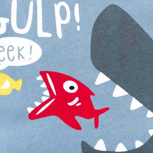Boys Casual Cartoon Shark Round Neck Sleeveless T-shirt