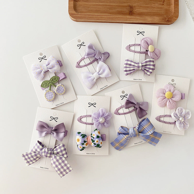 2pcs/set Kids Girls Sweet Bow Flower Hairpin Seaside Clip Hair Accessories