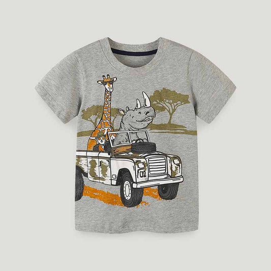Kids Toddler Boys Casual Cartoon Print Short Sleeve Round Neck T-Shirt