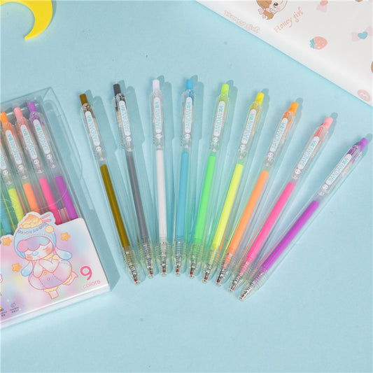 9Pcs/Set Creative Notebook Pen Multicolor Pen Nine-Color Set