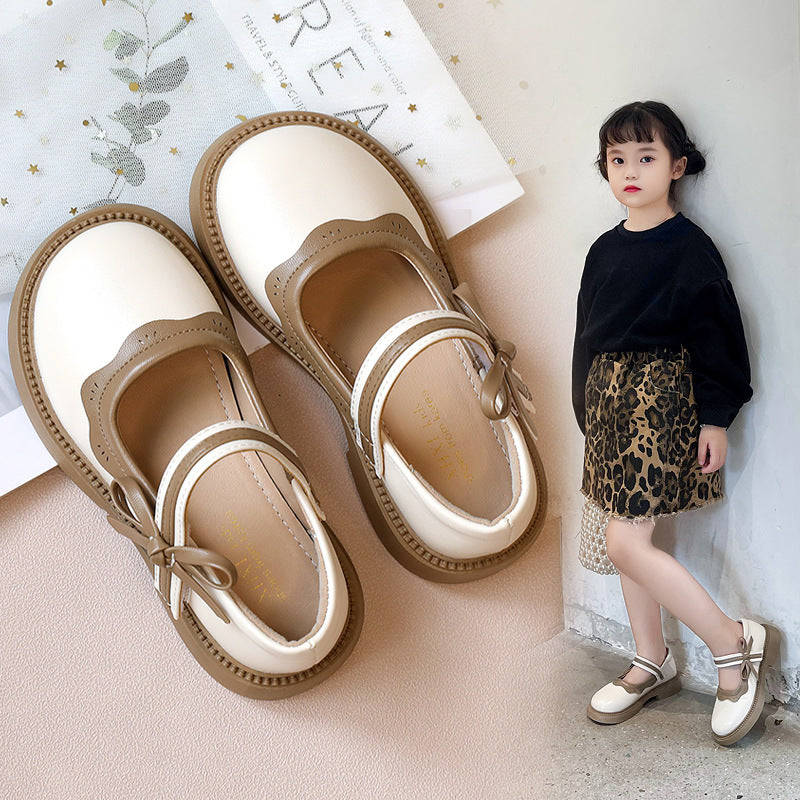 Kids Girls Fashion Casual Spring Autumn Round-Toe Velcro Slip On PU Leather Shots