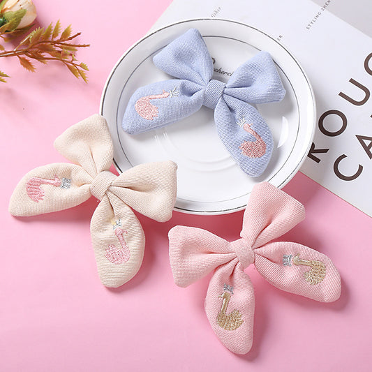 Toddlers Newborn Kid Baby Fashion Girls Bowknot Embroidered Hairpin Hair Accessories